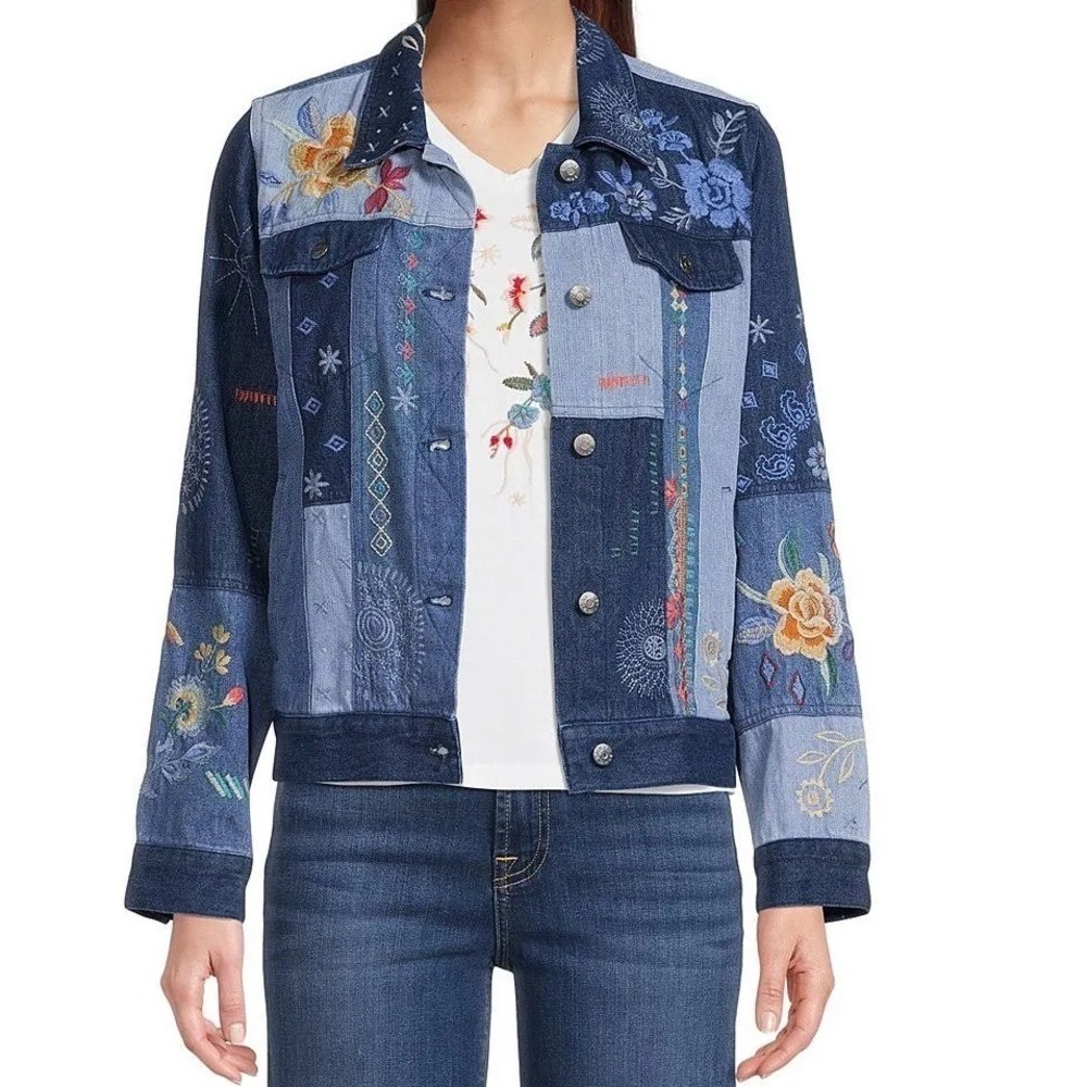 Johnny Was Taryn Embroidered Patchwork Denim Jack… - image 5
